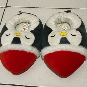 Squishmallows Penguin Kids Slippers - Red, Black, White